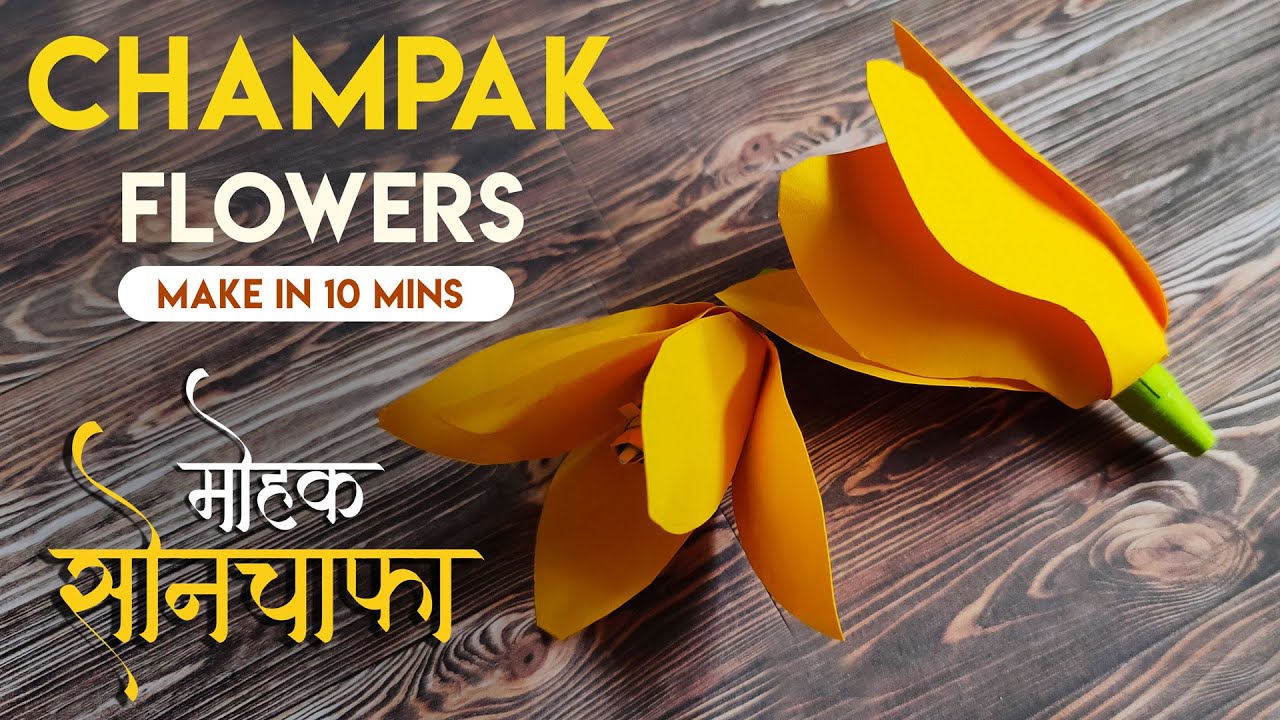 Paper Champak / Sonchafa Flowers | फक्त १० मिनिटांत कागदापासून मोहक सोनचाफ्याची फुले बनवा