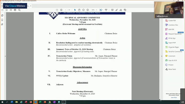 Technical Advisory Committee-- November 18th , 2020