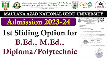 Manuu 1st sliding Date of B.ed, M.Ed and Polytechnic 2023-24 || Manuu Admission || @UniversityWorld
