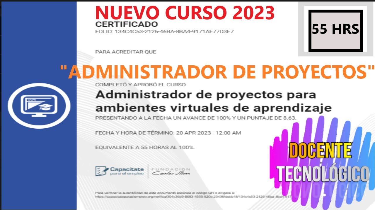 Docente Tecnológico: CURSO "ADMINISTRADOR DE PROYECTOS PARA AMBIENTES