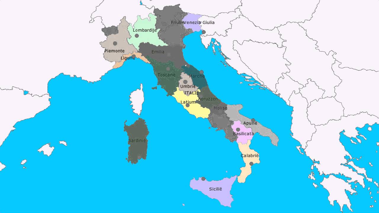 Topografie Italië regio's en hoofdsteden - YouTube