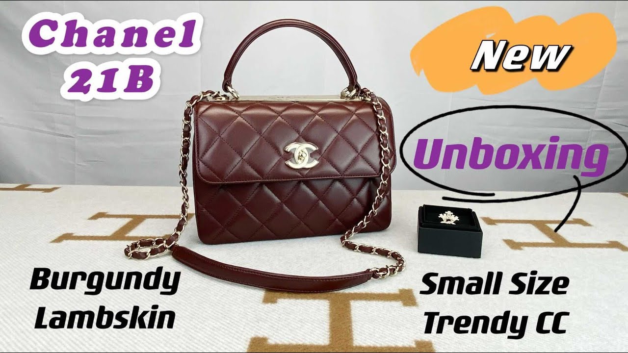 Chanel 21B Burgundy Lambskin Small Size Trendy CC with Champagne Gold  Hardware 