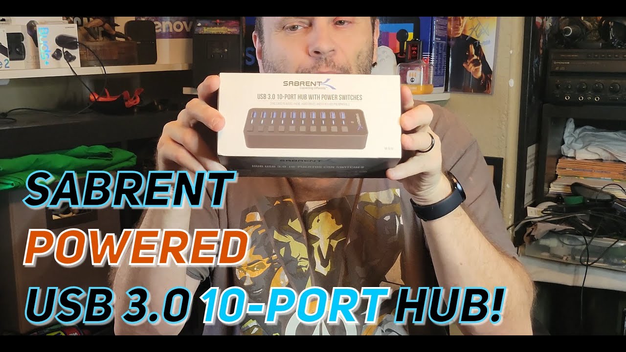 HB-BU10 Sabrent 10-Port 60W USB 3.0 Hub with Individual Power Switches and LEDs Includes 60W 12V/5A Power Adapter 