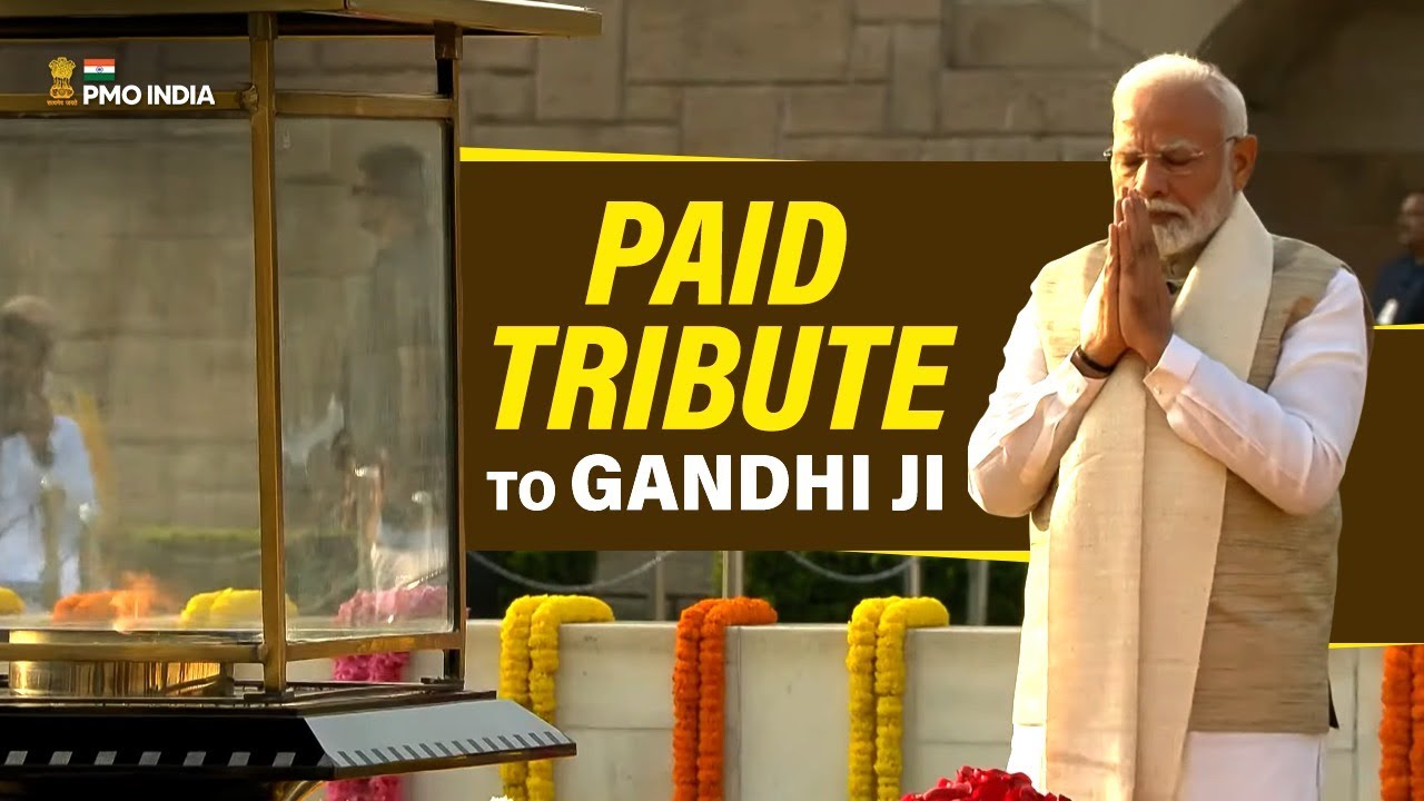 Modi Gandi Prime Minister Narendra Modi pays tributes to Gandhi ji at Rajghat ...