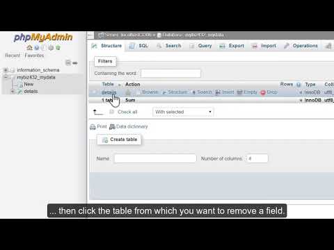 Deleting fields from database tables with phpMyAdmin - HOSTIMUL
