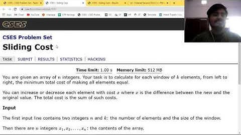 SLIDING COST (Policy Based Data Structure Pbds Intro) | CSES PROBLEM SET SOLUTION