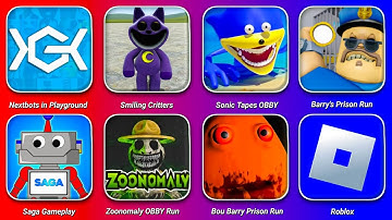 Nextbots In Playground 4.8.8 Update,Sonic Tapes Barry Prison OBBY,Zoonomaly OBBY Run Roblox Gameplay