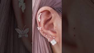 Pretty Multiple Ear Piercing Curation Ideas for Women Silver Cartilage Earrings