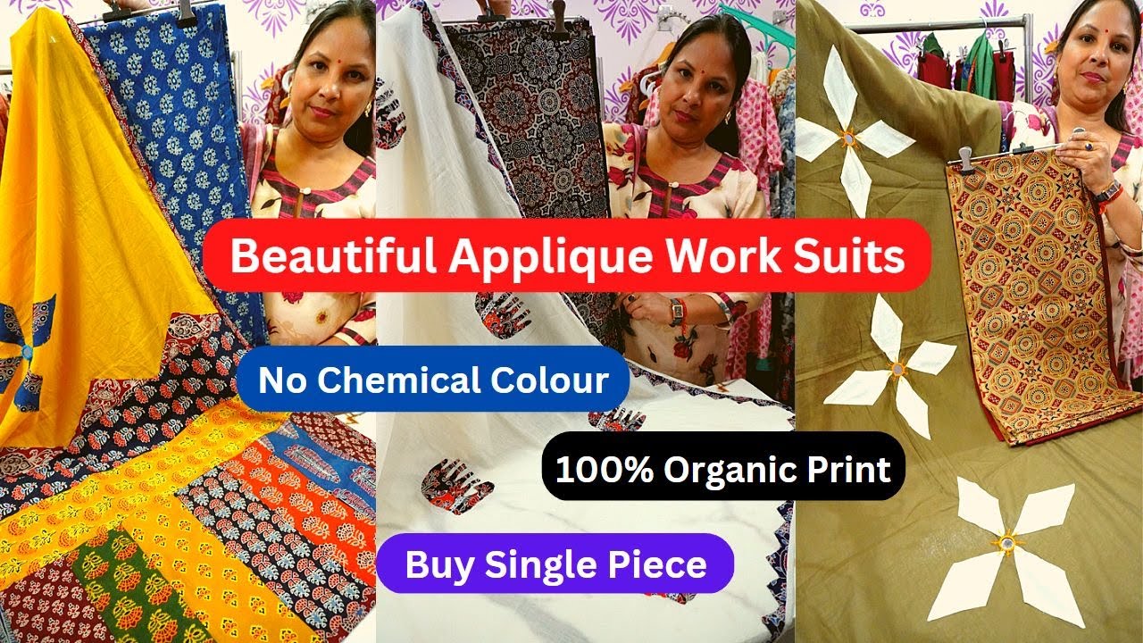 Beautiful Applique Work Suits | Cotton Printed Suits with Dupatta | Buy Single Piece