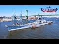 Moving the battleship new jersey drone footage 4k