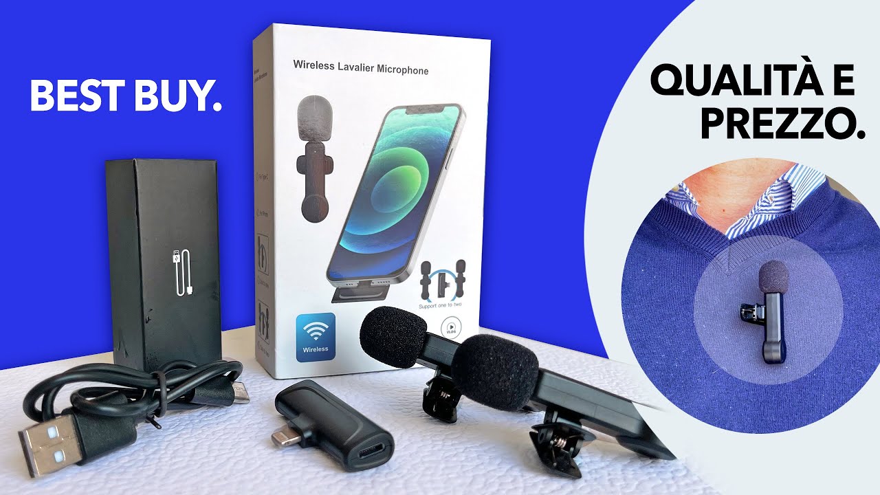 MICROFONO WIRELESS SMARTPHONE 📱LAVALIER - TOP BUY (Lightning e USB-C)