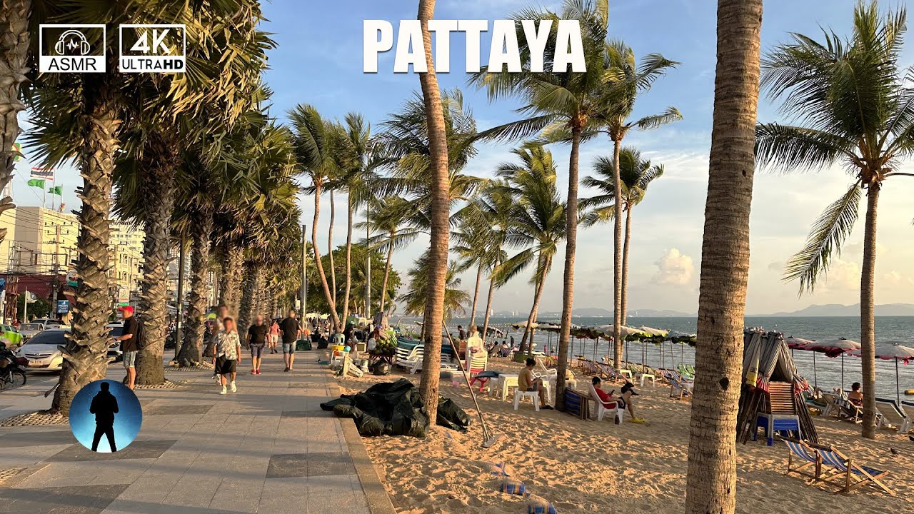 🚶🌆Pattaya Jomtien Beach walking street scene 4K Thailand ASMR - YouTube