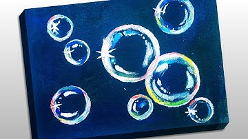 How to Paint Bubbles/ Bubble Acrylic Painting Tutorial For Beginners/ Step by Step Black Canvas Easy