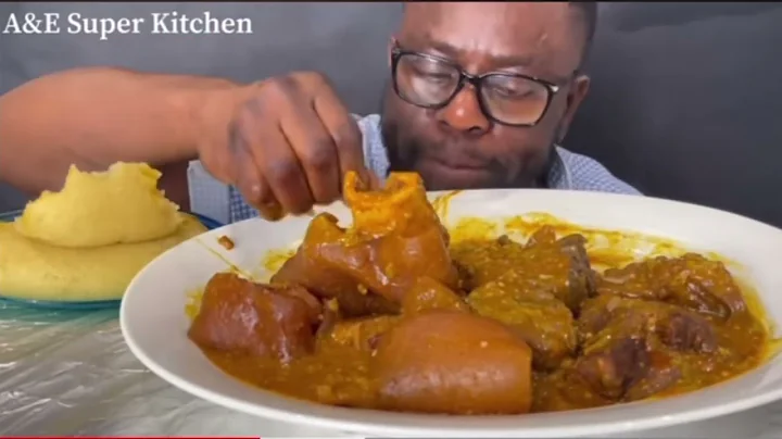 ASMR MUKBANG FUFU AND OGBONO SOUP WITH GOAT MEAT 🥩 COW LEG 🦵 NIGERIAN AFRICAN FOOD MUKBANG
