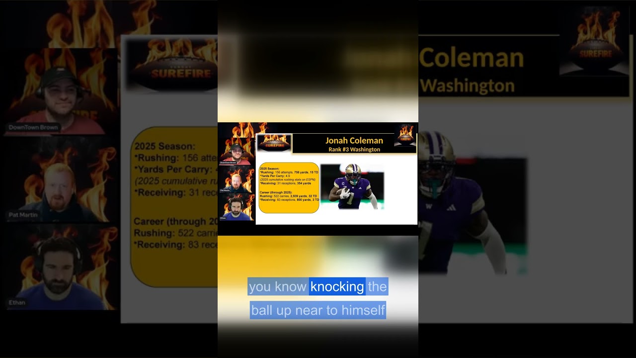 Jonah Coleman: Bowling-ball back with receiving upside