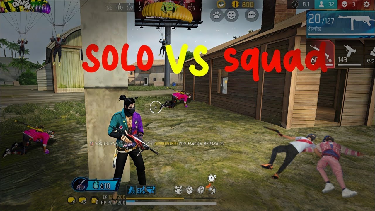 Solo vs squad free fire Max ||solo vs squad game 
