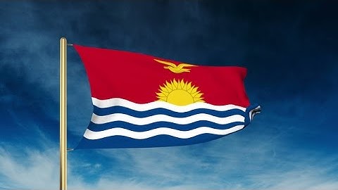 Kiribati Flag Slider Style. Waving In The Win With Cloud Background Animation Stock Animation
