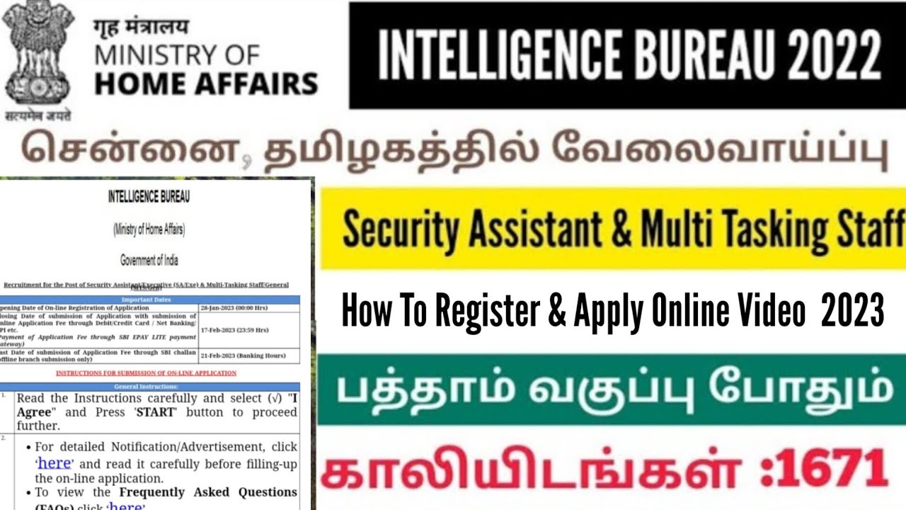 intelligence-bureau-se-mts-1675-posts-online-form-2023-tamil-youtube