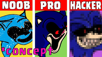 Redrawing NOOB vs PRO vs HACKER Friday Night Funkin Sonic EXE Icons