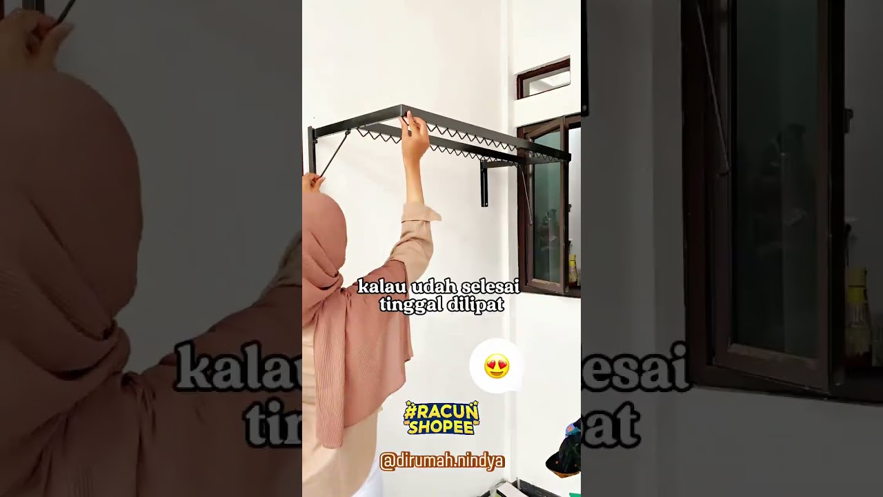 Jemuran baju lipat tempel dinding simpel dan praktis mantap ya guys 👍