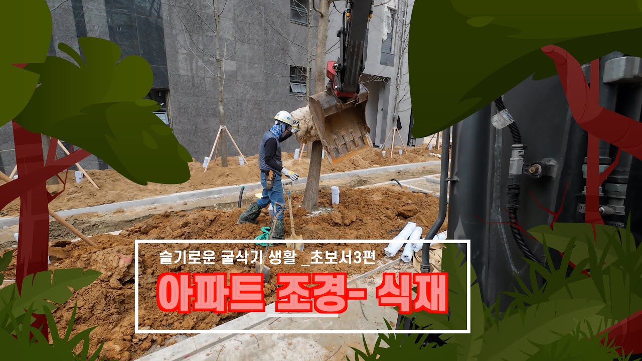 막바지 공사  아파트 조경-식재 (슬기로은 굴삭기생활-초보서3편)