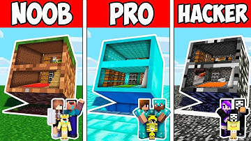 Minecraft NOOB vs PRO vs HACKER : FAMILY BLOCK SECRET BUNKER ADVENTURE in Minecraft Animation