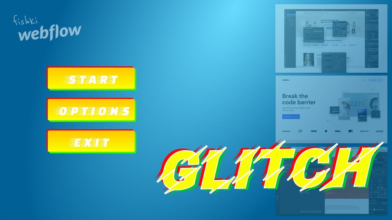Кнопки в стиле глитч при наведении | webflow css js