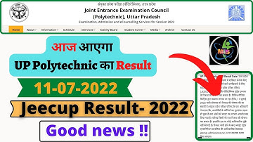 latest news!! || Up Polytechnic Result 2022 || Jeecup Result 2022 DATE