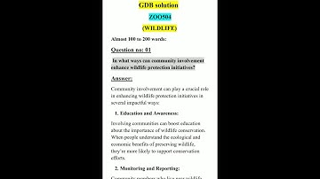 GDB solution (ZOO504) Wildlife (Fall 2024) by VU