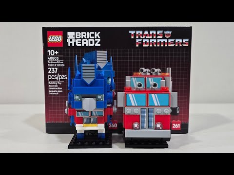 YouTube thumbnail: Lego Transformers BrickHeadz Optimus Prime Set 40803 REVIEW!