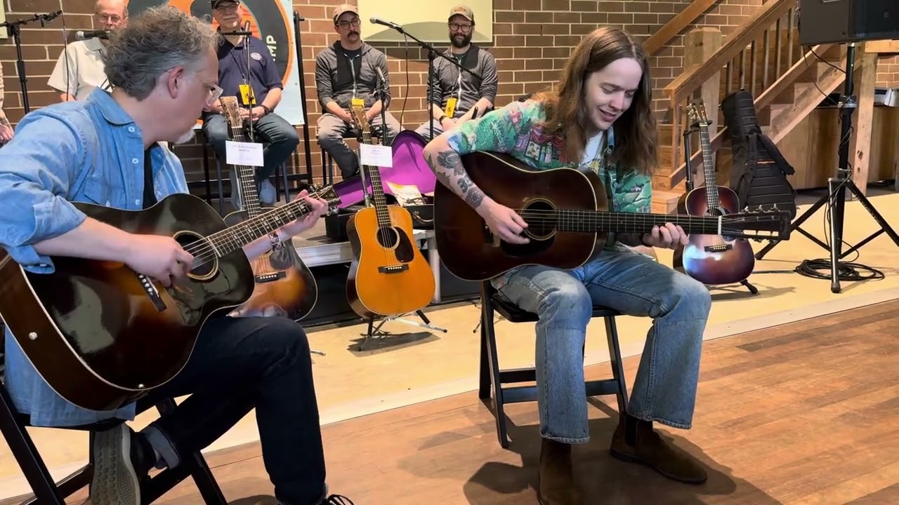 Billy Stings playing Norman Blake’s 1934 12 fret with Bryon Sutton. Randall Collins