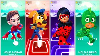 Spidey 🆚 Miraculous LadyBug 🆚  Sheriff Labrador 🆚 PJ Masks 🎶 Tiles Hop EDM Rush