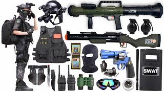 Special police weapon toy gun set unboxing, seal revolver, M79 howitzer, RPG rocket launcher, bomb