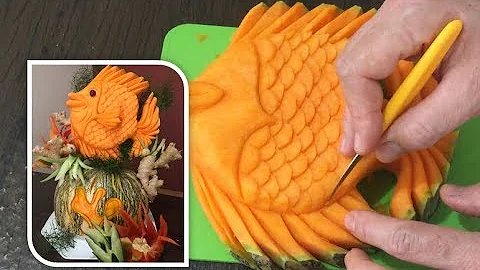 Fish sculpture on pumpkin