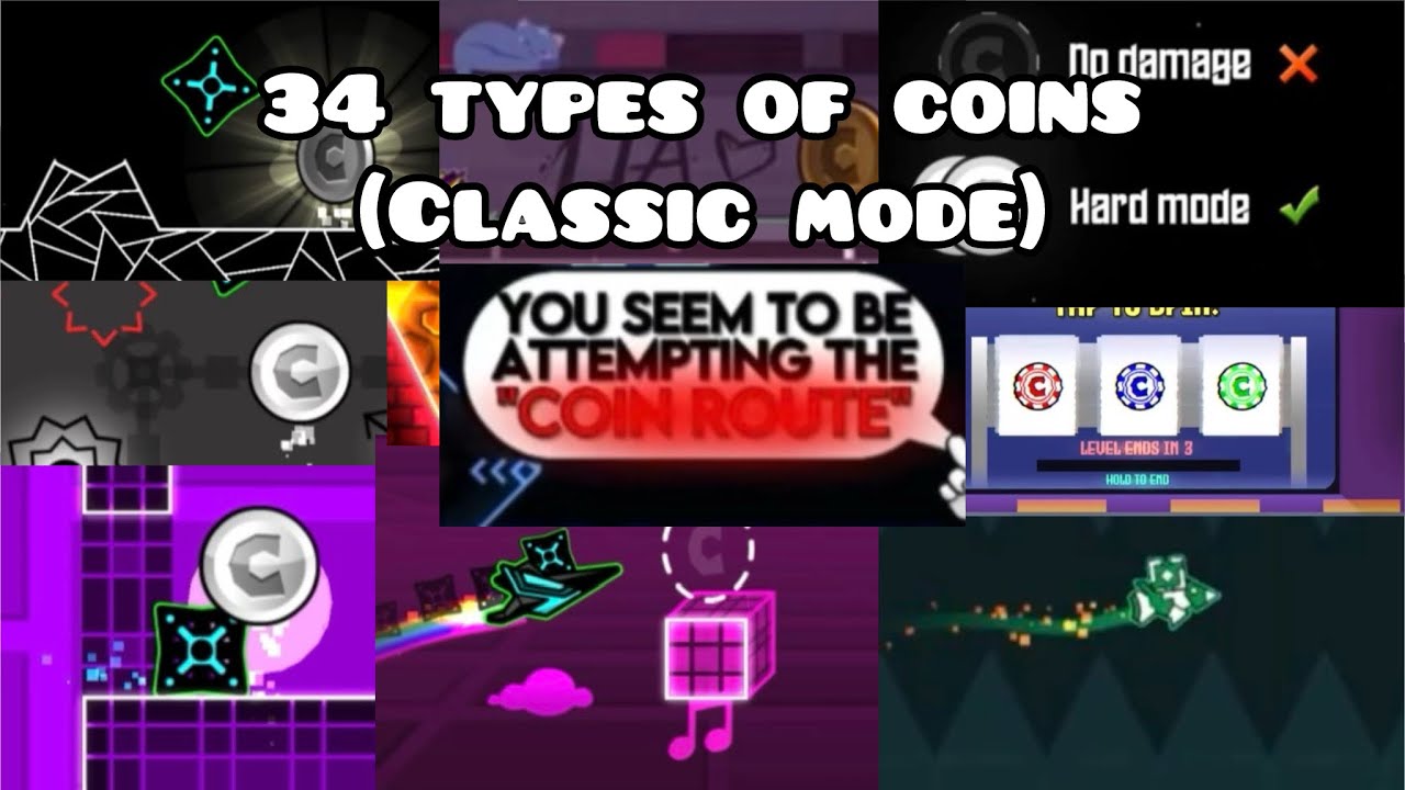 34 types of secret coins in Geometry Dash (Classic mode)