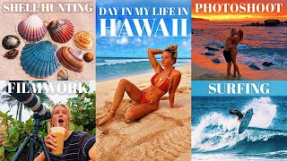 day in my life living in HAWAII VLOG (couples photoshoot, shell huntin, surfing, game night, & more)