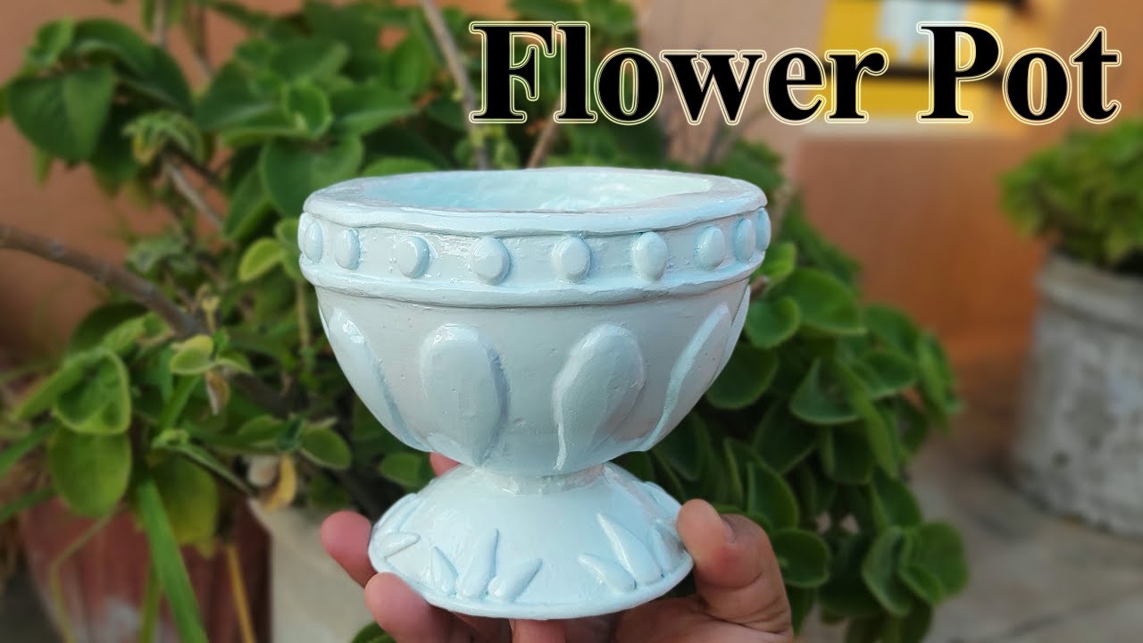 Putty Pot Easy Flower Pot made with only Cement and Wall Putty - YouTube