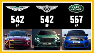 Car Specs Comparison Aston Martin Dbx Vs Bentley Bentayga V8 Vs Range Rover Sport Svr 4Enthusiasts