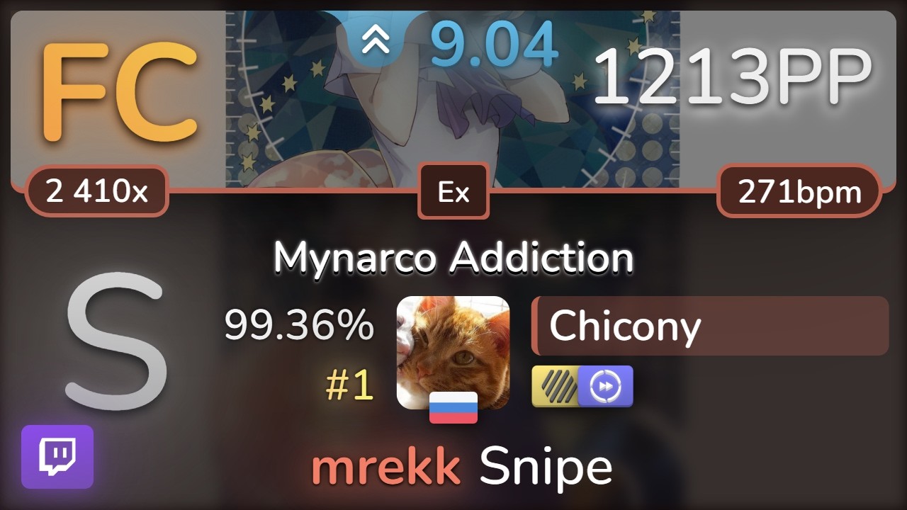 🔴 9⭐ Chicony | positive MAD-crew - Mynarco Addiction [Ex] +HDDT 99.36% FC #1 | 1213pp - osu!