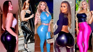 Fabulous metallic colours latex & leather leggings pants ideas #trending #leatherleggings #looks