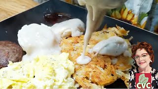 "30-Minute Big Country Breakfast - Homemade Hashbrowns - Old-fashioned Country Cooking"