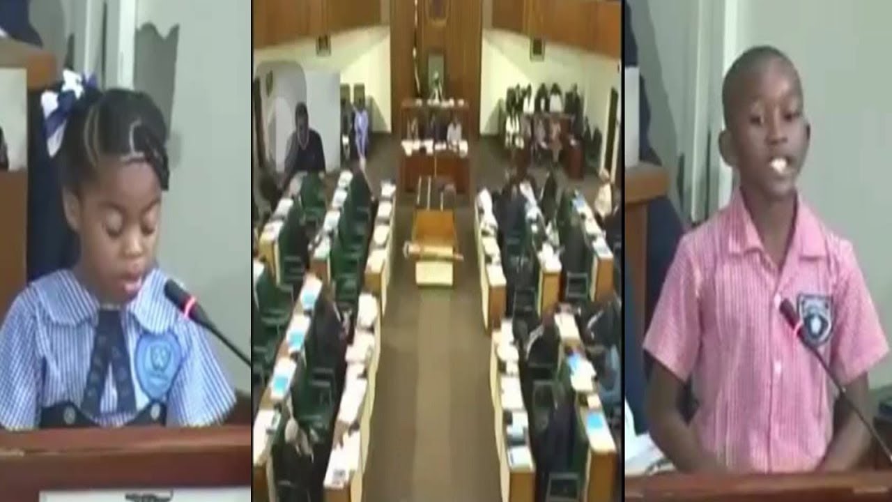 Children In Jamaica House Of Parliament Speaking First Time In 