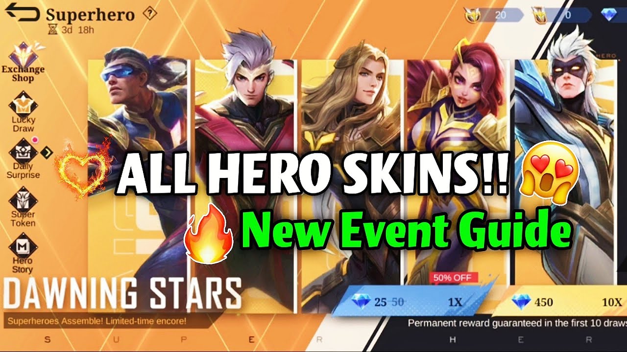 ALL 5 HERO SKINS IN 1 EVENT!🔥 DAWNING STARS EVENT GUIDE🦸 YouTube