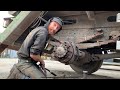 Multi leaf spring removal attempt Iveco lorry HGV mobile mechanic old age and a bad back