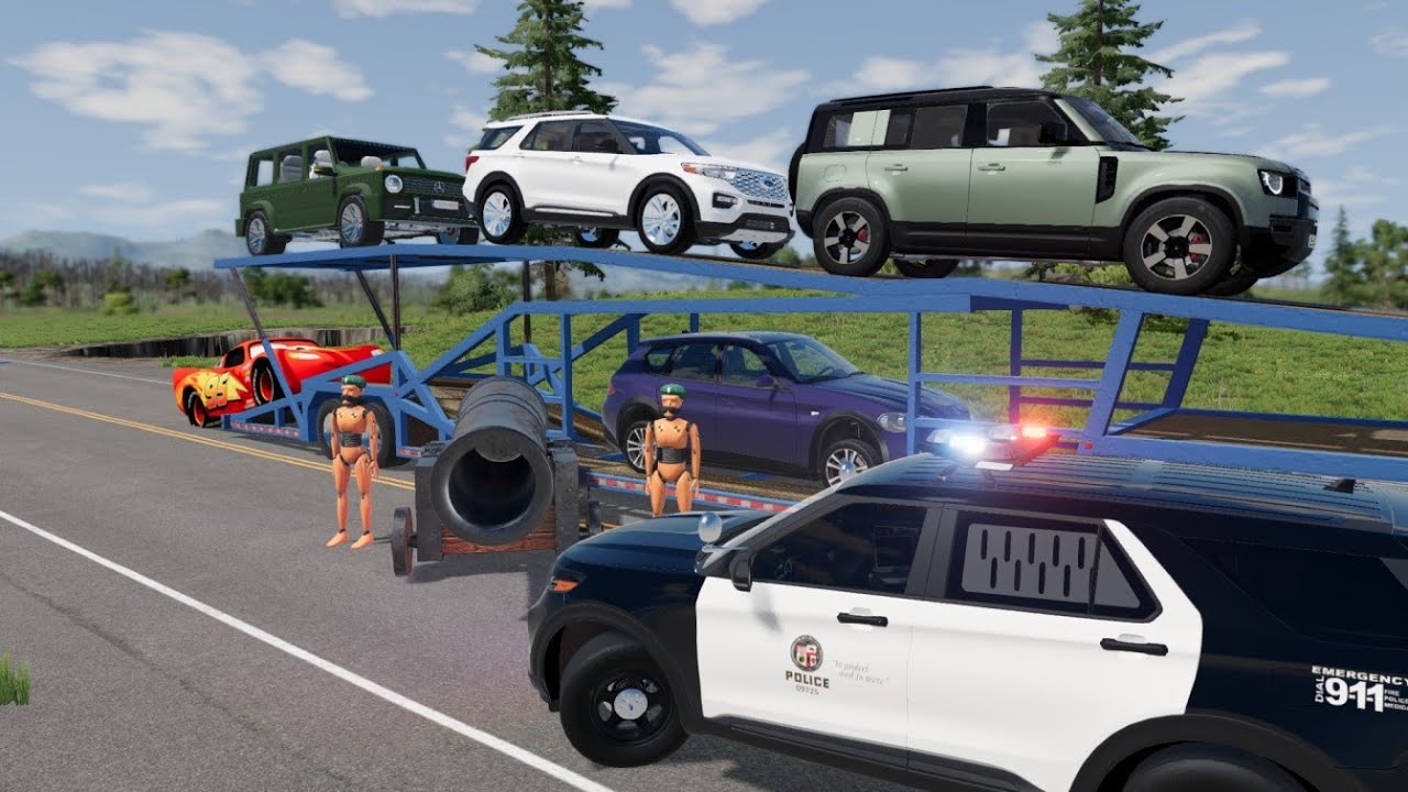 Flatbed Truck McQueen | Transportation with Truck - Pothole vs Car #39 | 