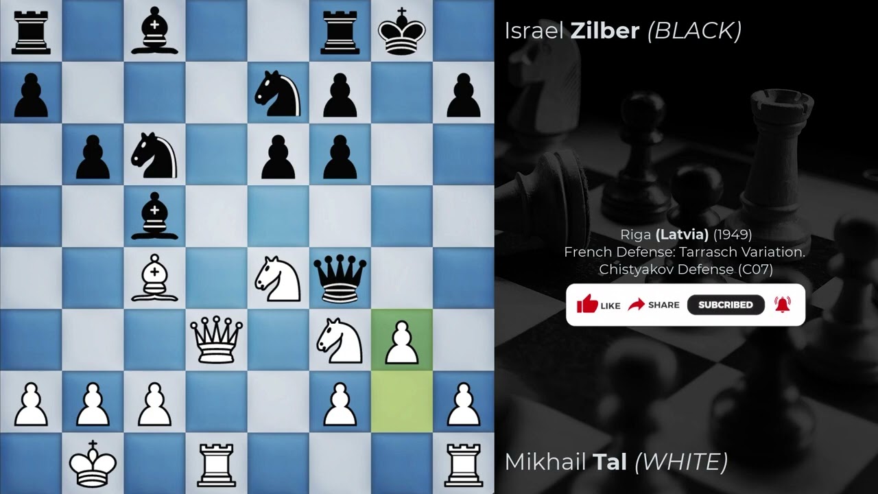 Mikhail Tal vs Israel Zilber | Riga (1949) French Defense: Tarrasch Variation Chistyakov Defense