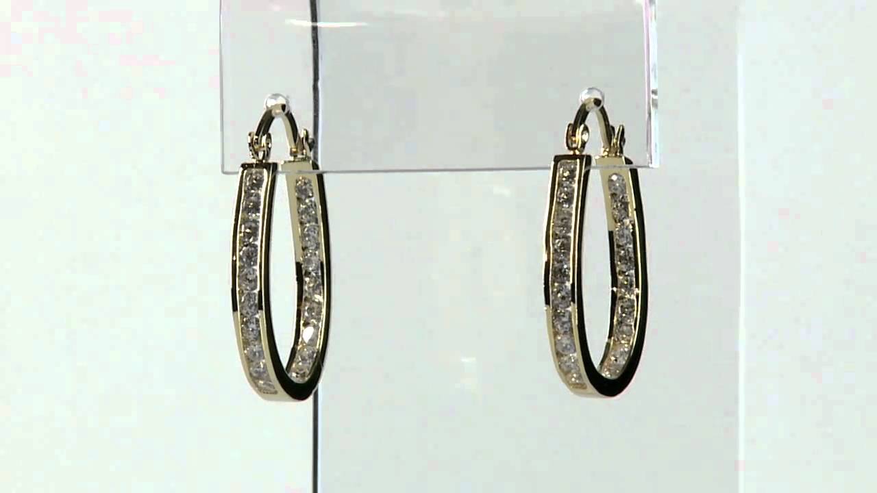 Cubic Zirconia Hoop Earrings - CZ Hoop Earrings 14k Gold-Plated DiamonUltra™ Costume Jewelry