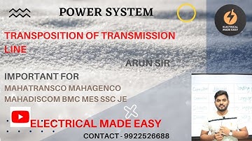 TRANSPOSITION OF TRANSMISSION LINE  | POWER SYSTEM | MAHATRANSCO | DISCOM | GENCO | MES | SSC JE |