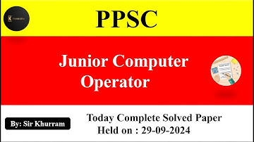 Junior Computer Operator ||Today PPSC Solved Paper held on 29-9-2024