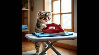 Be independent from an early age, iron your own clothes#cat #trending #shorts